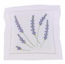 Lavender sprigs hand embroidered hemstitched lavender sachet square or pouch