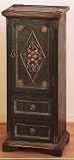 Antique Wood Cabinet With Leather Trim 35