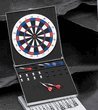 Executive Style Travel or Desk Top Dartboard & Backgammon Set In Pearl Finish Metal Case