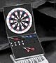 Executive Style Travel or Desk Top Dartboard & Backgammon Set In Pearl Finish Metal Case