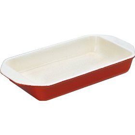Large Red Rectangular Dish -L 13 3 8'' X W 8 1 8'' X H 2'', 3 Qts by 