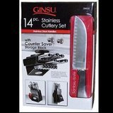 Ginsu 04835 International Traditions 14-Piece Stainless-Steel Countersaver Hanging Knife Block Set