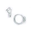 14K White Gold CZ Dolphin Huggy Earrings
