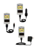 Car / Auto; Wall / AC Charger and USB Data Cable Deluxe Kit w/ Tip Exchange for the Garmin iQue 3600 - Gomadic Brand