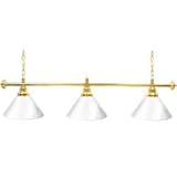 New Trademark Premium 60 Inch 3 Shade Billiard Lamp White And Gold Hanging Chains Brass Support