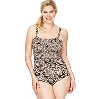 Plus Ultimate Tummy Control Faux Snakeskin Print Swimsuit
