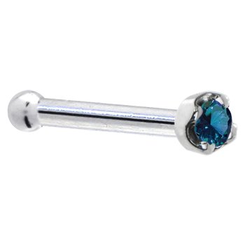 Childrens Toyshop  Jewelry : Solid 14KT White Gold 1.5mm Genuine Blue Diamond Nose Bone - 18 Gauge