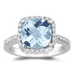 0.33 Cts Diamond & 1.94 Cts Aquamarine Ring in 