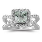 213muyNCWZL. SL160  0.76 Ct Diamond & 1.41 Cts Green Amethyst Ring in 14K White Gold