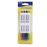 MEM00460 - CD/DVD Markers,Nontoxic,Water Base, Permanent,4/PK,Assorted