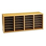 Safco 9423MO Wood Literature Organizer, 24 Adjustable Compartments, Medium Oak