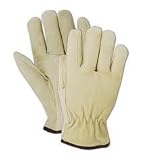 Pig Skin Leather Work Driver Gloves Softer Compared to Cowhide (Large 12 Pack)