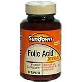 Folic Acid Xtra Vitamins Caplets, By Sundown - 60 Caplets