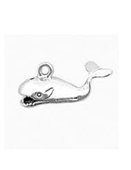 Sterling Silver 3D Mouth Open Whale Animal Charm With Blow Hole