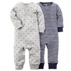 カーターズ Carter's 男の子用ハンサムジェントルマンx紺ボーダー足なしカバーオール2枚セット ジャンプスーツ 長袖ベビーパジャマ carter's... [並行輸入品]