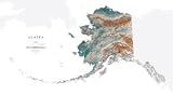 Alaska Topographic Wall Map by Raven Maps, Print on Paper (Non-Laminated)