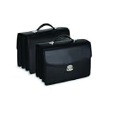 Underwood UN\2103 Leather Attache 3 Compartment Executive Briefcase In Black Leather