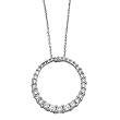 14k White Gold Link Chain with Diamond Journey Circle Pendant Necklace- 18" (1.00ctw)