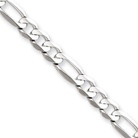 14kWhiteGold8.6mmOpenConcaveFigaroChain-24Inch-LobsterClaw