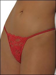 Cupless Lace Shelf Demi Bra & Lace G string Set (34, Red)