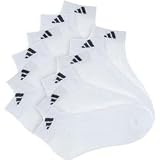 adidas Youth 6-Pack Low Cut Socks - White/Black 9 - 10