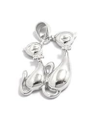 Kitty Cat Desinged Fine Sterling Silver Pendant with Rhodium Plated (come with 16" or 18" Italian Sterling Silver Chain)