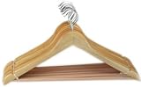 8 Quality Wood/Wooden Coat Hangers With Non-Slip Trouser Bar