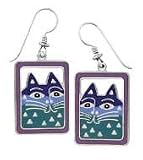 Clearly Charming Dina Teal Drop Earrings by Laurel Burch ( cat jewelry, kitten, kitty, feline, animal)