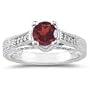 0.28 Cts Diamond & 1.06 Cts Garnet Ring in 18K White Gold-6.5
