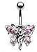 Cute Butterfly Fairy Pink Ice Crystal Charm Belly/Navel Ring Silver Tone