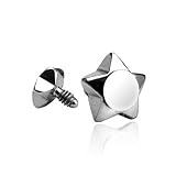 316L Surgical Steel Star for Internally Threaded Dermal Anchors - 16 Gauge Thread Requirements (1.2mm Threading) - Sold as a Pair