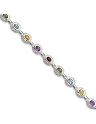 Sterling Silver Rainbow Semi Precious Stone Bracelet