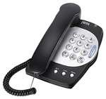 jWIN JTP330BLK Big Button Corded Phone with Flashing Ringer Light, Music on Hold (Black)