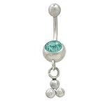 Dangling Balls Belly Button Ring with Turquoise Cz Jewel