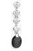 Rhodium Plated Oval Black/4 Round CZ Pendant