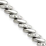 Sterling Silver Diamond San Marco Bracelet - 7 Inch - 0.005mm - Box Clasp