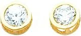 14K Gold Bezel Aquamarine Stud Earrings Jewelry 5mm