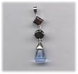 Brown Square and Round CZ with Aqua Tear Drop Hanging Pendant