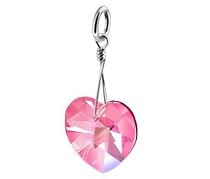 Sterling Silve Pink Swarovski Crystal Heart Pendant Charm