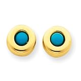 14k Gold Polished Turquoise Post Ear