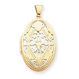 14k Floral Family Locket with Rhodium Accents
