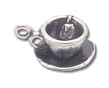 Solid Sterling Silver Cup of Tea Charm