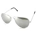 Man Woman Unisex Metal Aviator Silver Lens Mirror Sunglasses