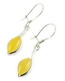 Yellow Amber Marquis-Shaped Dangle Earrings