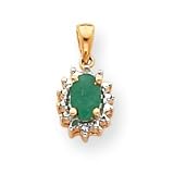 14k Diamond and Emerald  Birthstone Pendant