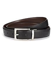 Autograph Leather Rectangular Buckle Reversible Belt