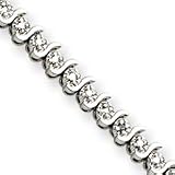 Sterling Silver Diamond S Bracelet - 7 Inch