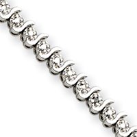 Sterling Silver Diamond S Bracelet - 7 Inch