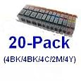 20-Pack (4BK/4BK/4C/4M/4Y) Non-OEM Inkjet Combo for PGI-220 CLI-221 Canon Pixma Canon iP3600 iP4600 iP4700 MP560 MP620 MP640 MX860 MP980 ink inkjet cartridges