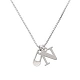 2-Sided Clear Frosted Baby Safety Pin N Initial Charm Necklace